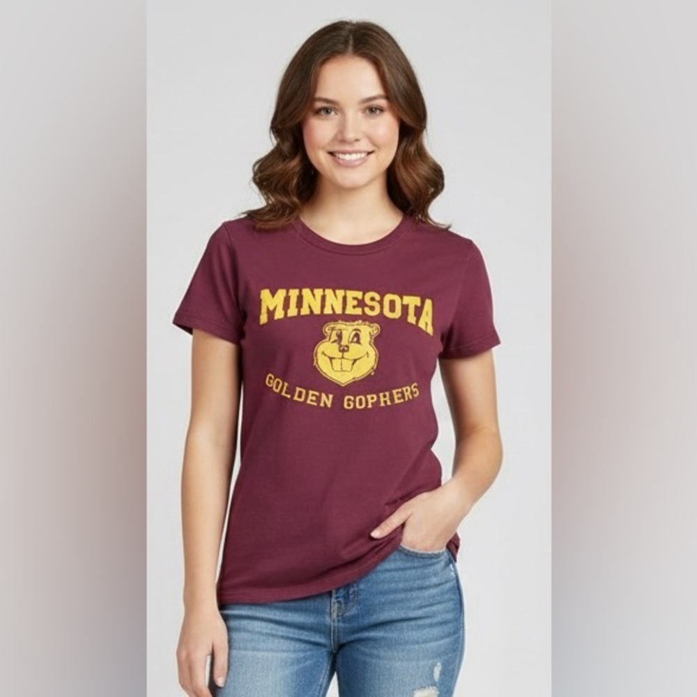 Minnesota Golden Gophers maroon/yellow, short-sleeved round neck top, USA, Small